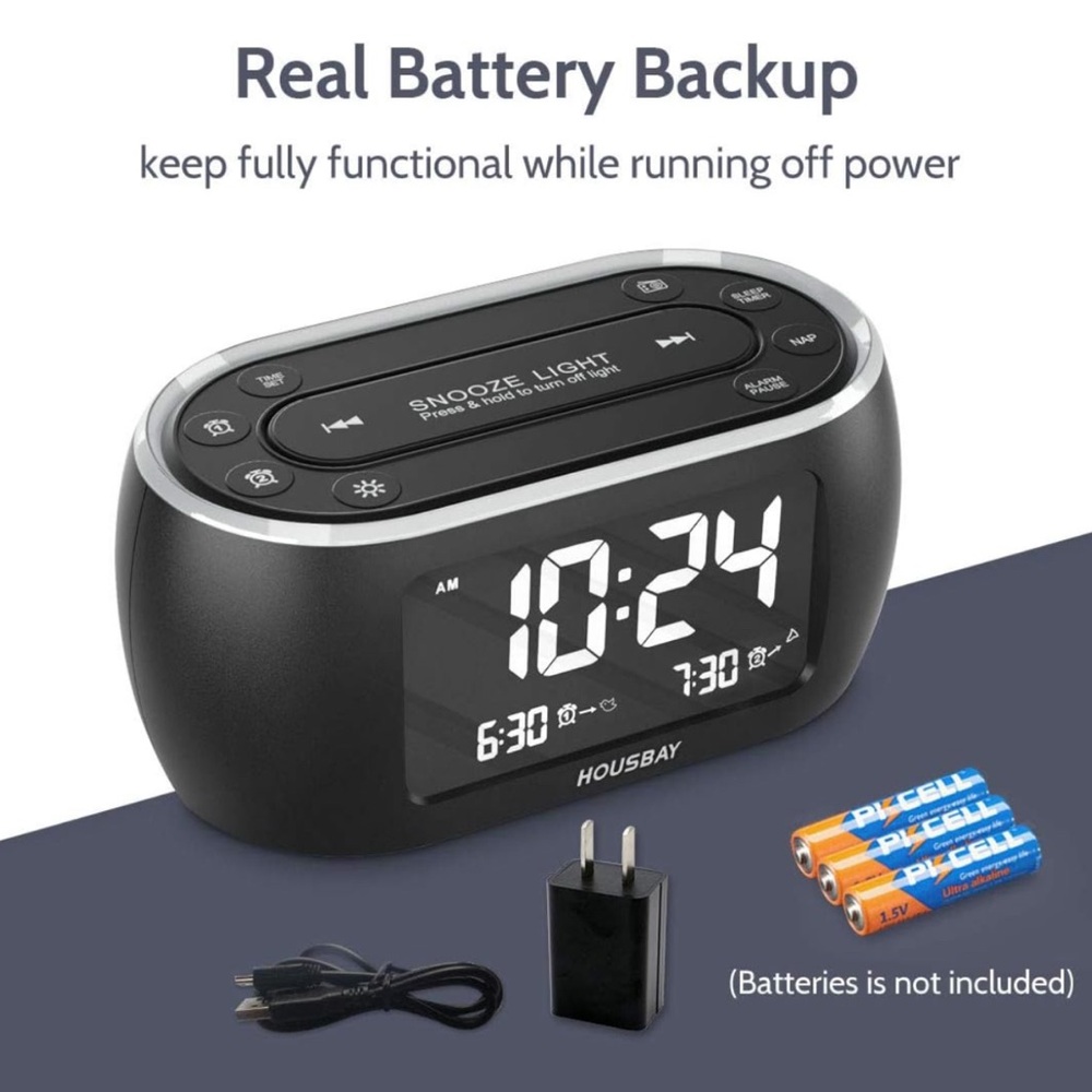 New Glow Small Alarm Clock Radio for Bedrooms with 7 Color Night Light - Picture 4 of 8